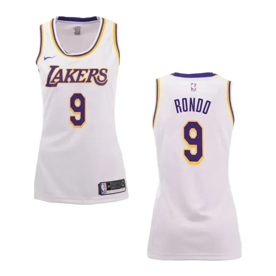 Los Angeles Lakers 9 Rajon Rondo Association Swingman White NBA Jersey Women's