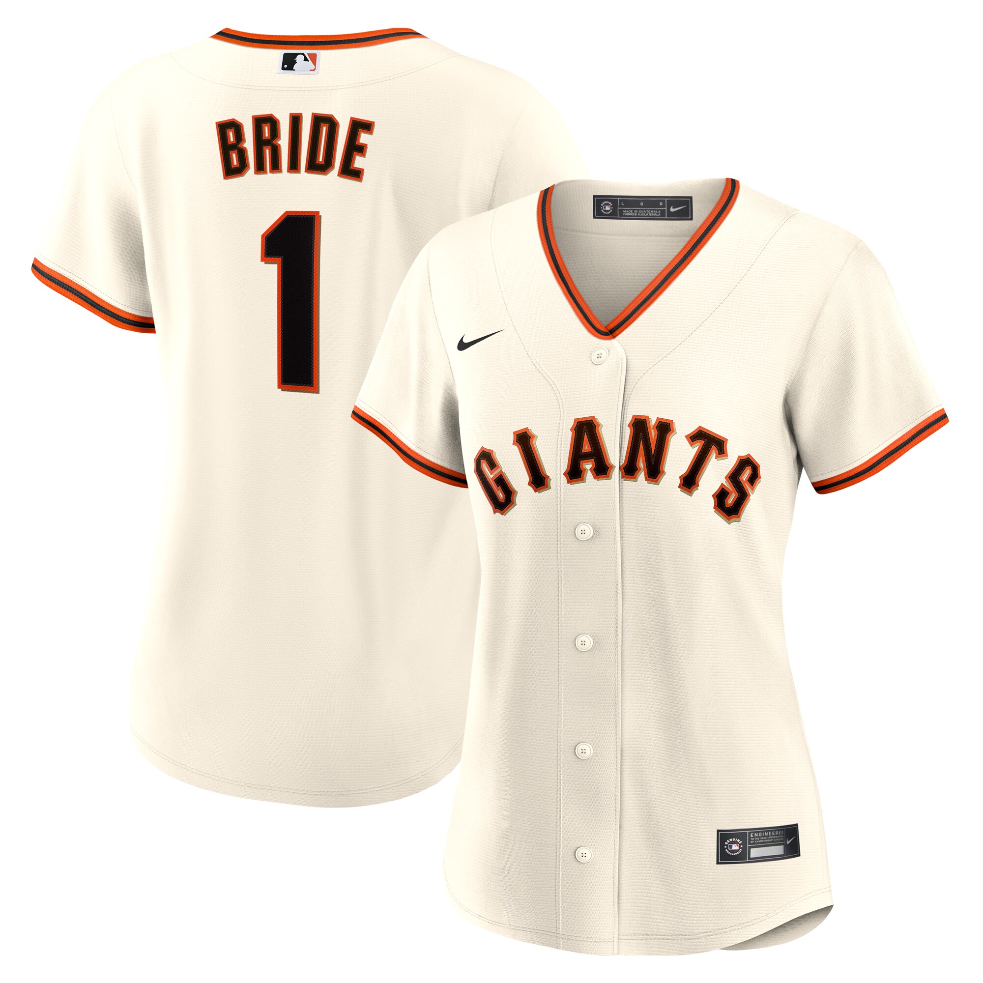 San Francisco Giants White #1 Bride Home MLB Jersey Women's