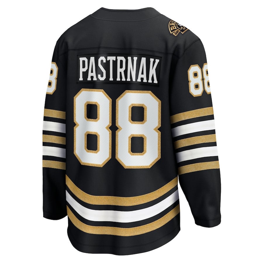 David Pastrnak 88 Boston Bruins 100th Anniversary Breakaway Black NHL Jersey Men's