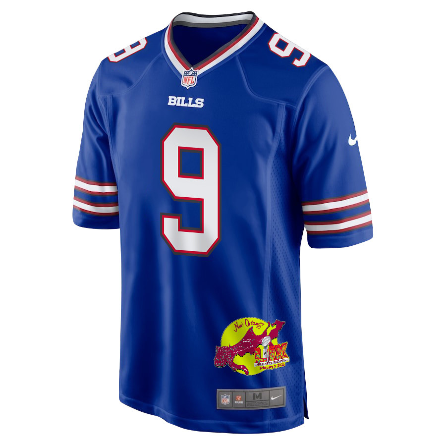 Taylor Rapp 9 Buffalo Bills Super Bowl LIX New Orleans Patch Game Royal NFL Jersey Men's