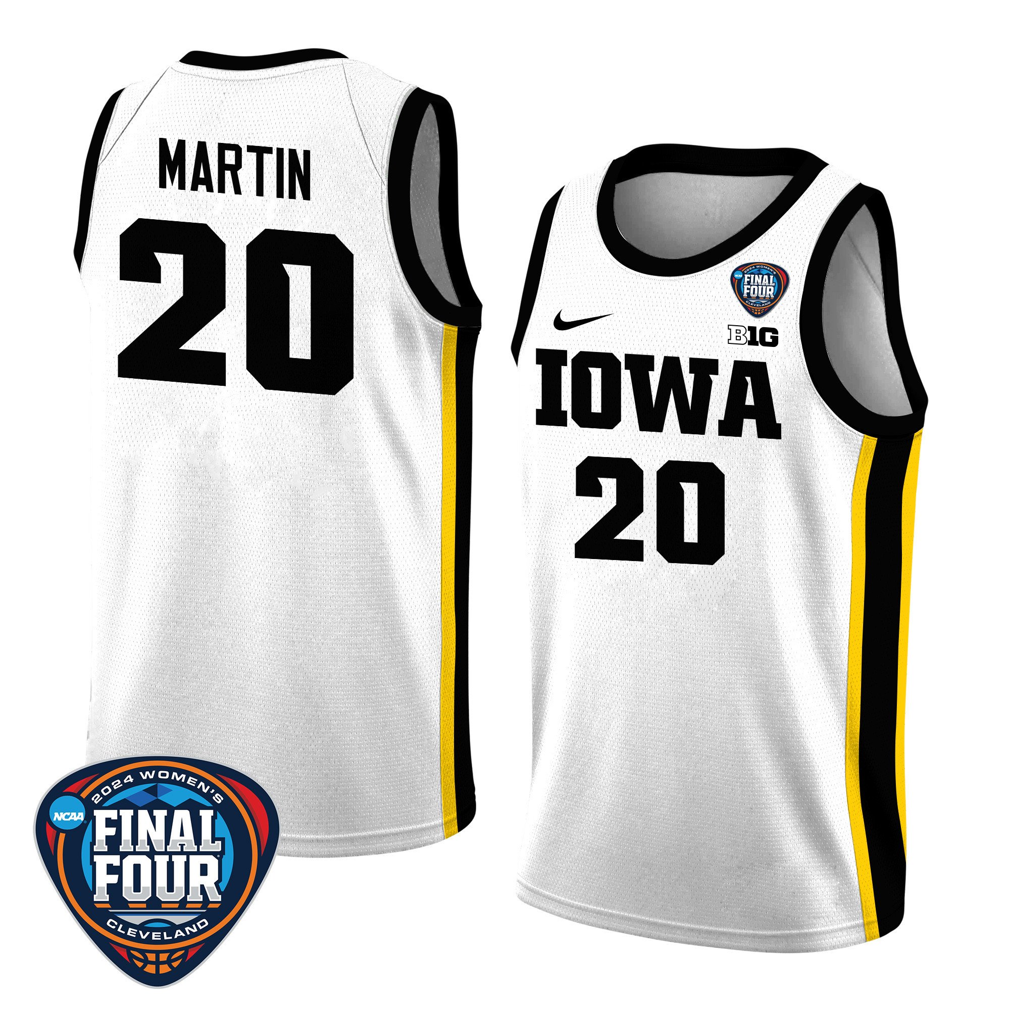 Kate Martin 20 Iowa Hawkeyes 2024 Final Four Patch Unisex NCAA Jersey Unisex