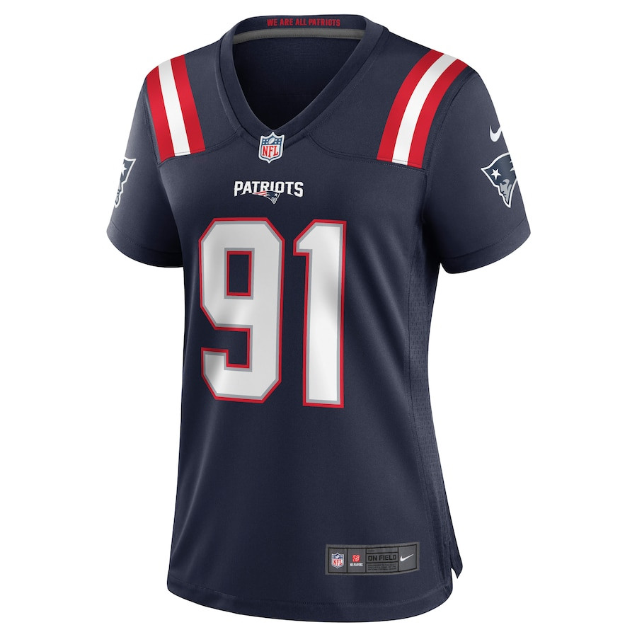 Deatrich Wise Jr. 91 New England Patriots Game Navy NFL Jersey Women's
