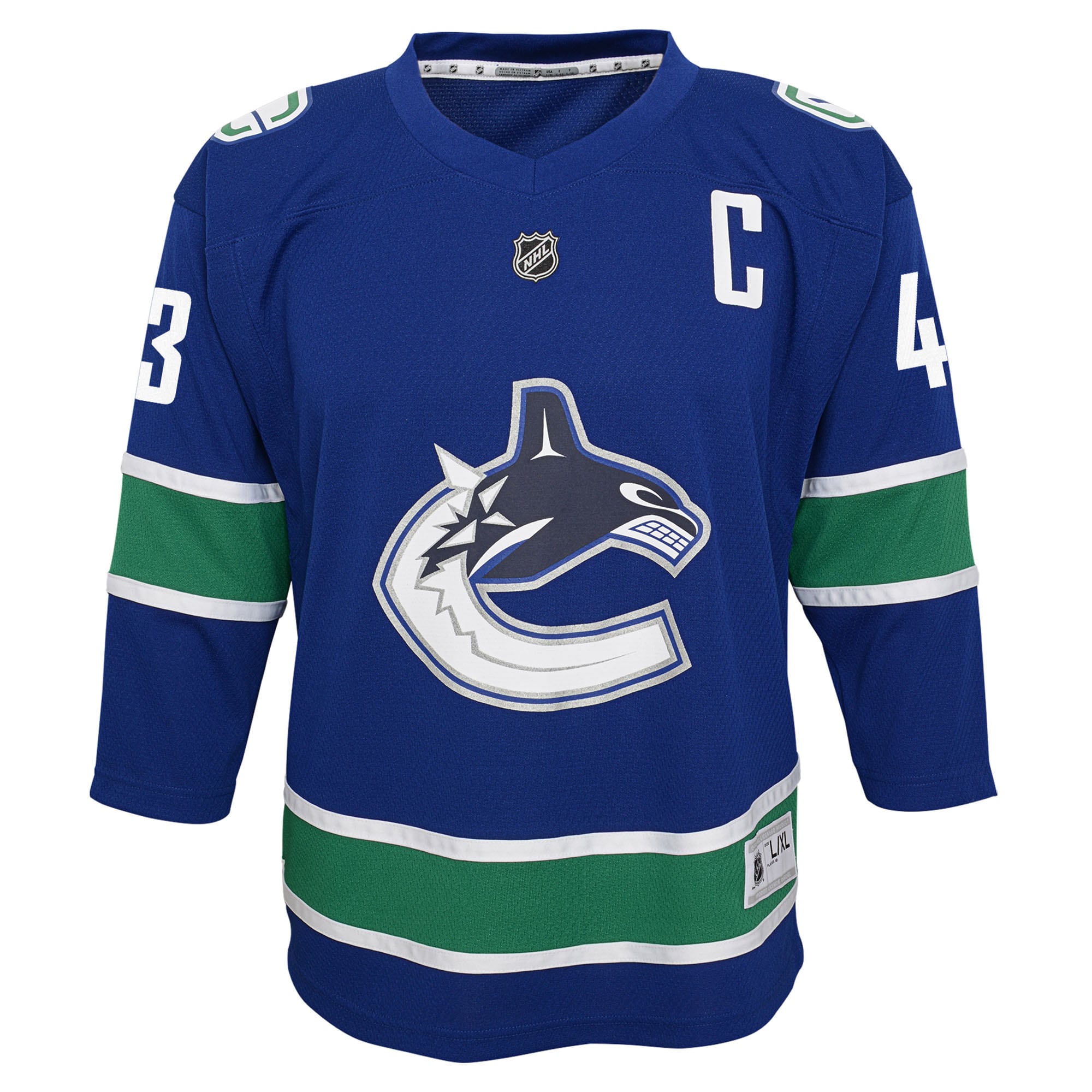 Vancouver Canucks Quinn Hughes Blue Alternate Player NHL Jersey Youth