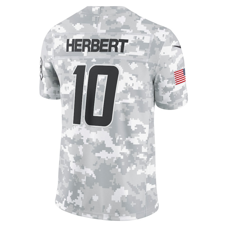 Justin Herbert 10 Los Angeles Chargers 2024 Salute to Service Limited Arctic Camo NFL Jersey Men's