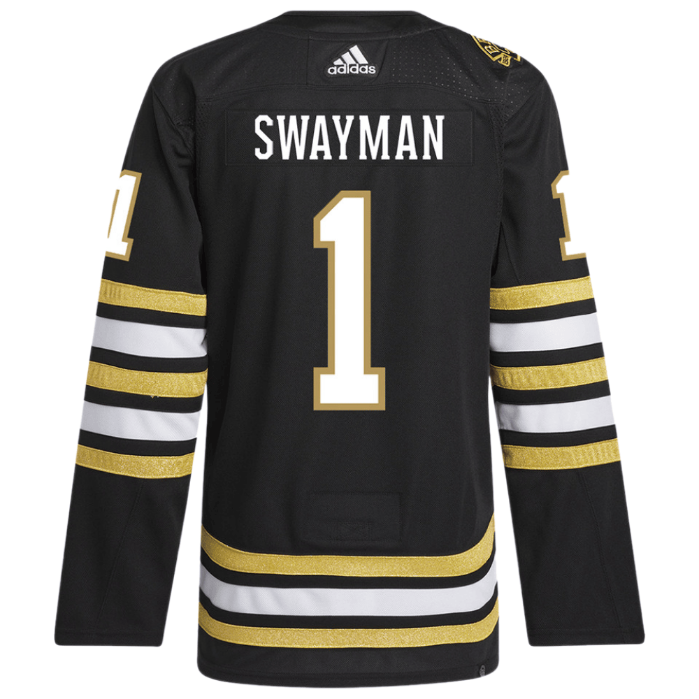 Jeremy Swayman 1 Boston Bruins 100th Anniversary Primegreen Home Black NHL Jersey Men's