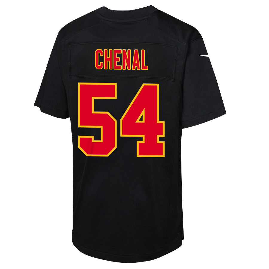 Leo Chenal 54 Kansas City Chiefs Super Bowl LVIII Champions 4 Stars Patch Fashion Game Carbon Black NFL Jersey Youth
