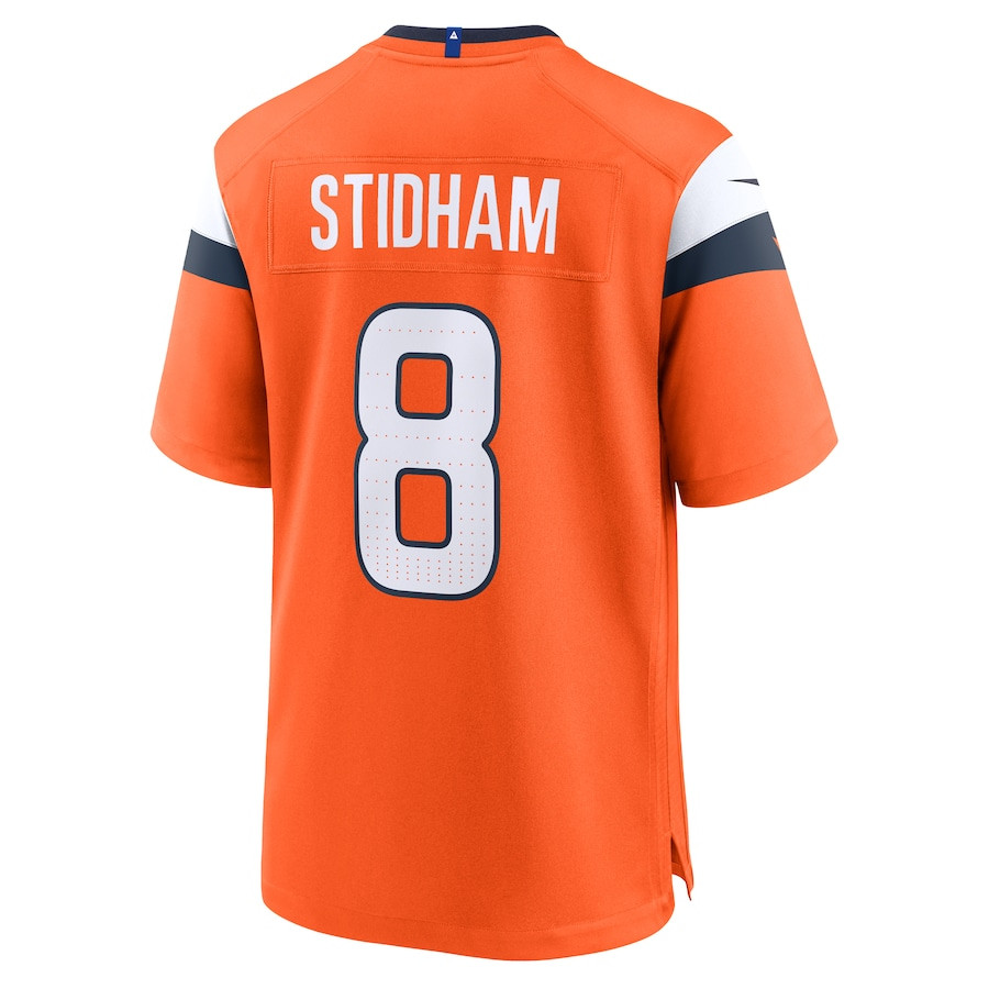 Jarrett Stidham 8 Denver Broncos Team Game Orange NFL Jersey Men's