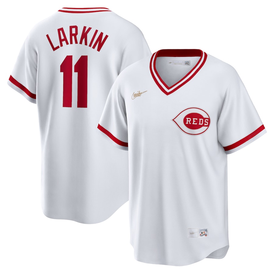 Barry Larkin Cincinnati Reds Home Cooperstown Collection Player Jersey White
