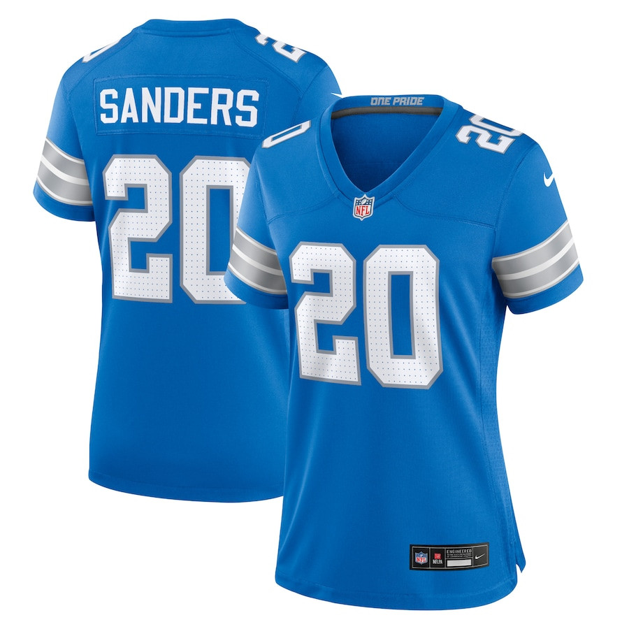 Barry Sanders 20 Detroit Lions Retired Player Game Blue NFL Jersey Women's