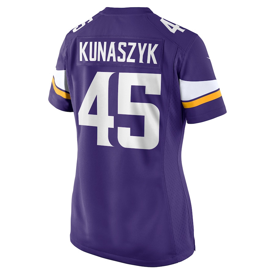 Jordan Kunaszyk 45 Minnesota Vikings Game Purple NFL Jersey Women's