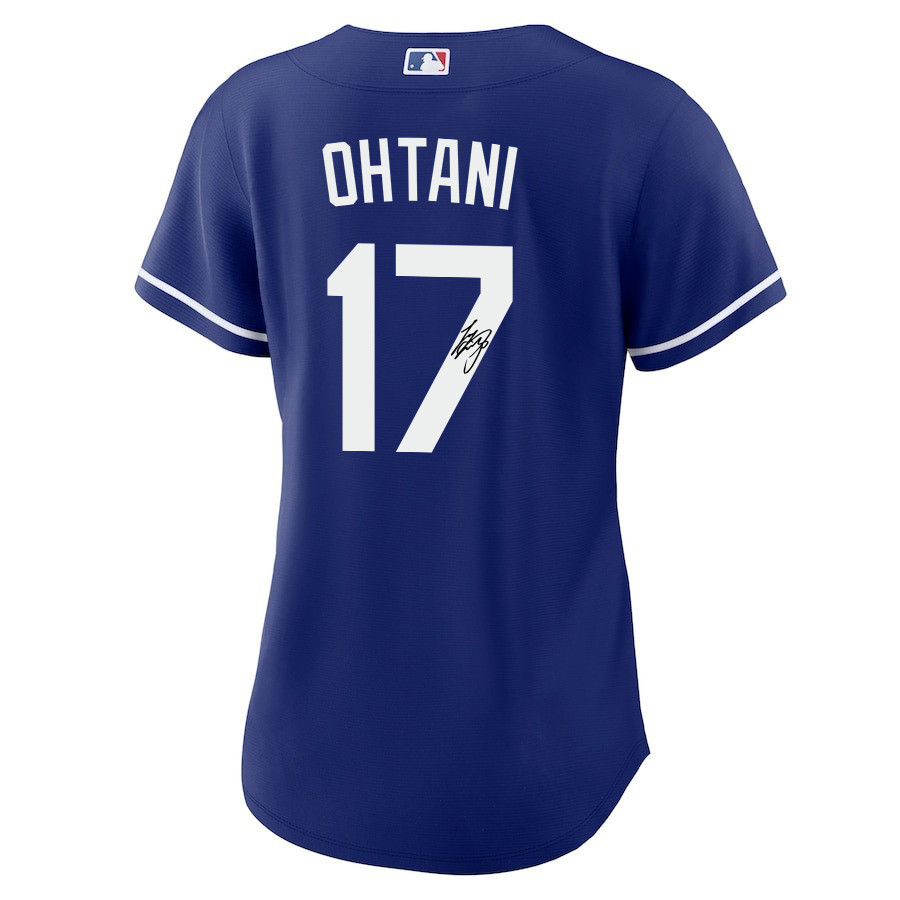 Shohei Ohtani 17 Signed Los Angeles Dodgers Home Royal MLB Jersey Women's