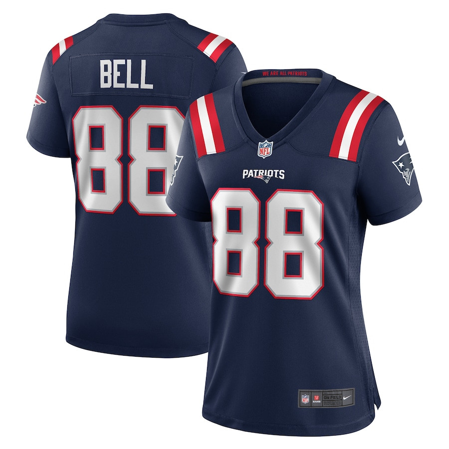 Jaheim Bell 88 New England Patriots Team Game Navy NFL Jersey Women's