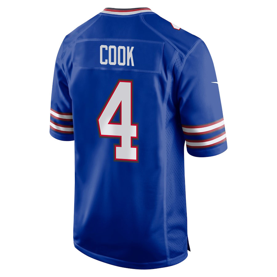 James Cook 4 Buffalo Bills Super Bowl LIX New Orleans Patch Game Royal NFL Jersey Men's