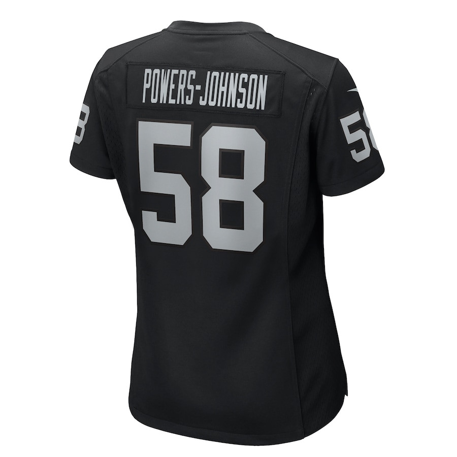 Jackson Powers-Johnson 58 Las Vegas Raiders Team Game Black NFL Jersey Women's