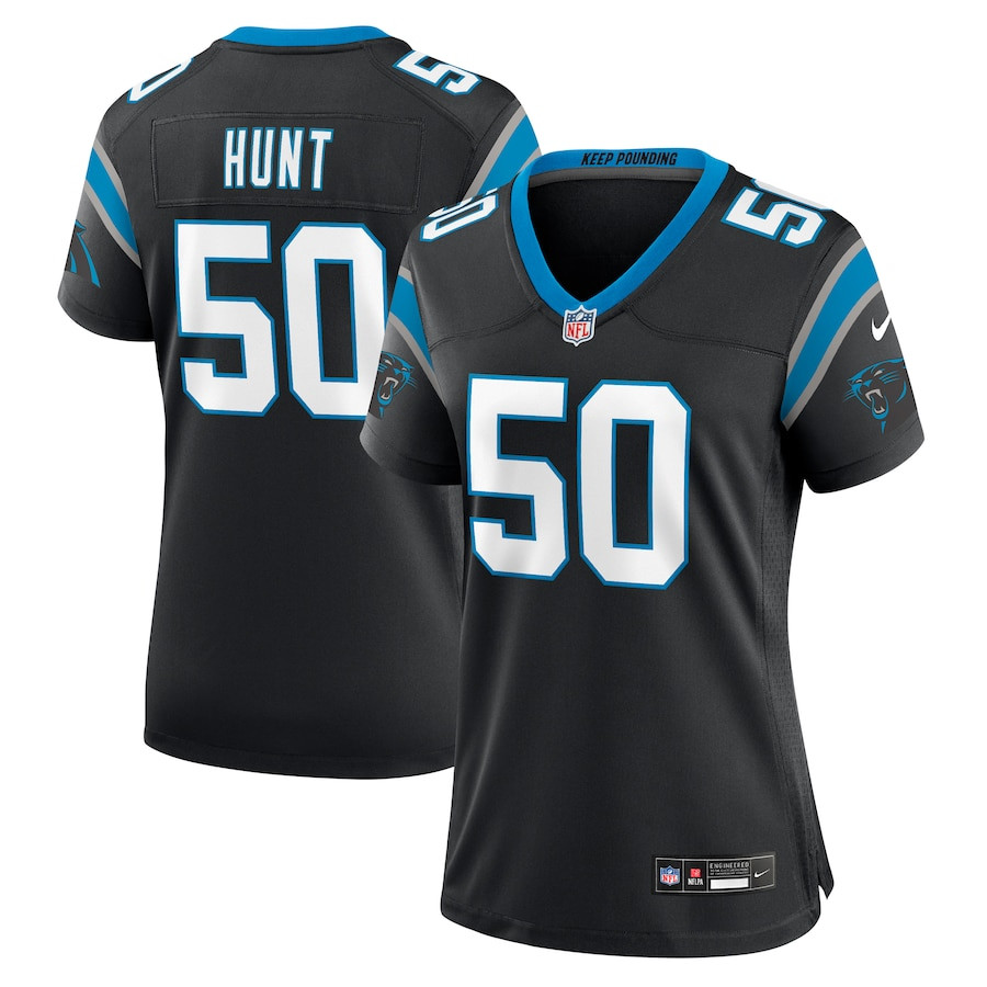Robert Hunt 50 Carolina Panthers Game Black NFL Jersey Women's