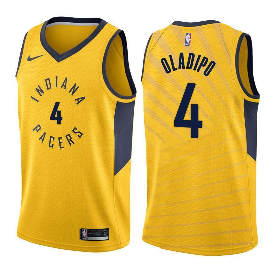 Indiana Pacers Victor Oladipo 4 Statet Gold NBA Jersey Men's