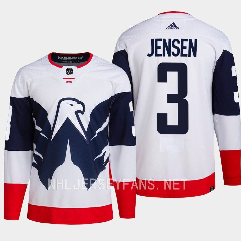 Nick Jensen 3 Washington Capitals 2023 Stadium White Primegreen NHL Jersey Men's