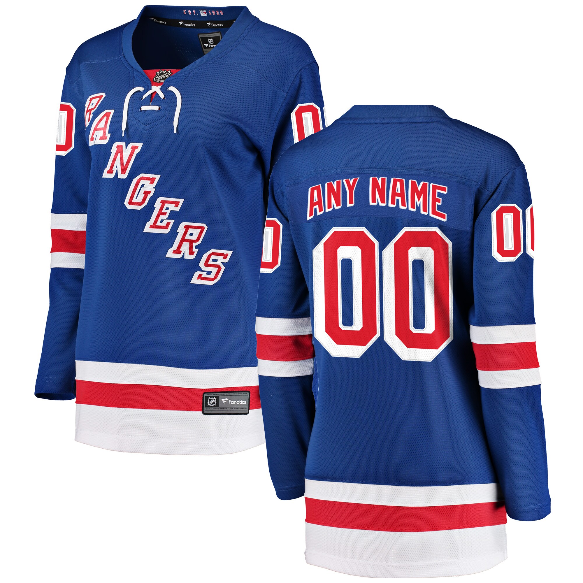 New York Rangers Blue Home Breakaway Custom NHL Jersey Women's