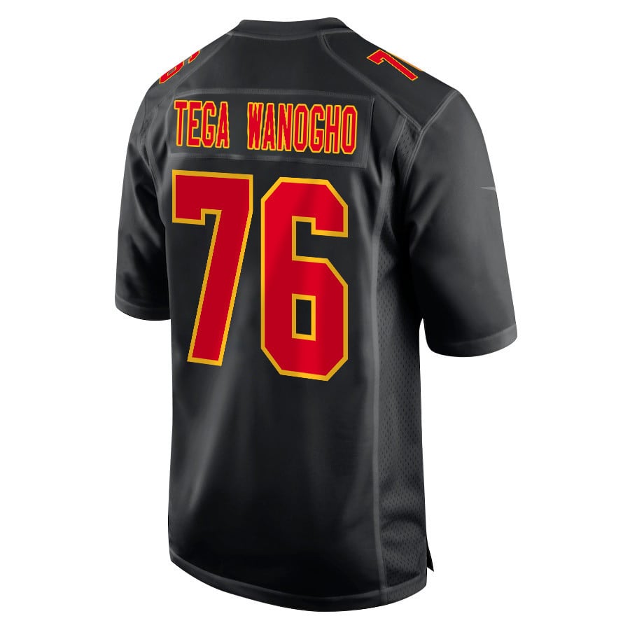 Prince Tega Wanogho 76 Kansas City Chiefs Super Bowl LVIII Champions 4X Fashion Game Carbon Black NFL Jersey Men's