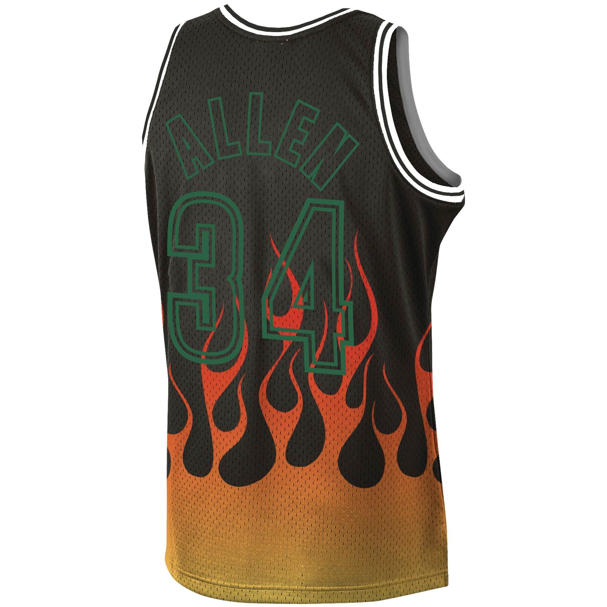 Ray Allen Milwaukee Bucks Mitchell Ness 1996-97 Hardwood Classics Flames Swingman Black NBA Jersey Men's