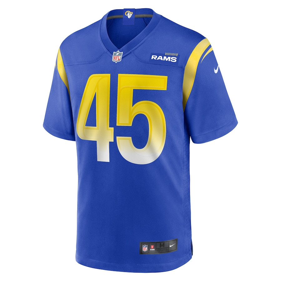 Neal Johnson Jr 45 Los Angeles Rams Game Royal NFL Jersey Men's
