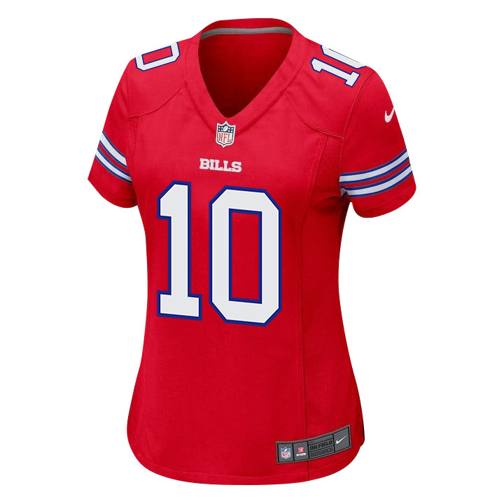 Mitch Trubisky 10 Buffalo Bills Team Game Red NFL Jersey Women's