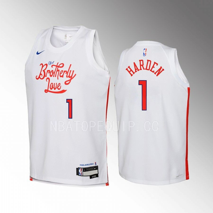 Philadelphia 76ers James Harden 1 City Editio Whit Swingman NBA Jersey Youth