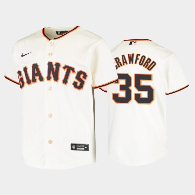 San Francisco Giants 35 Brandon Crawford Cream Home MLB Jersey Youth