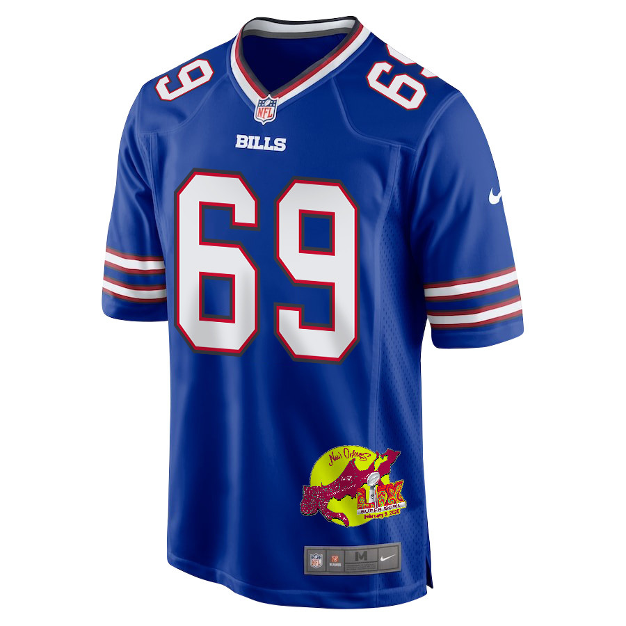 Reid Ferguson 69 Buffalo Bills Super Bowl LIX New Orleans Patch Game Royal NFL Jersey Men's