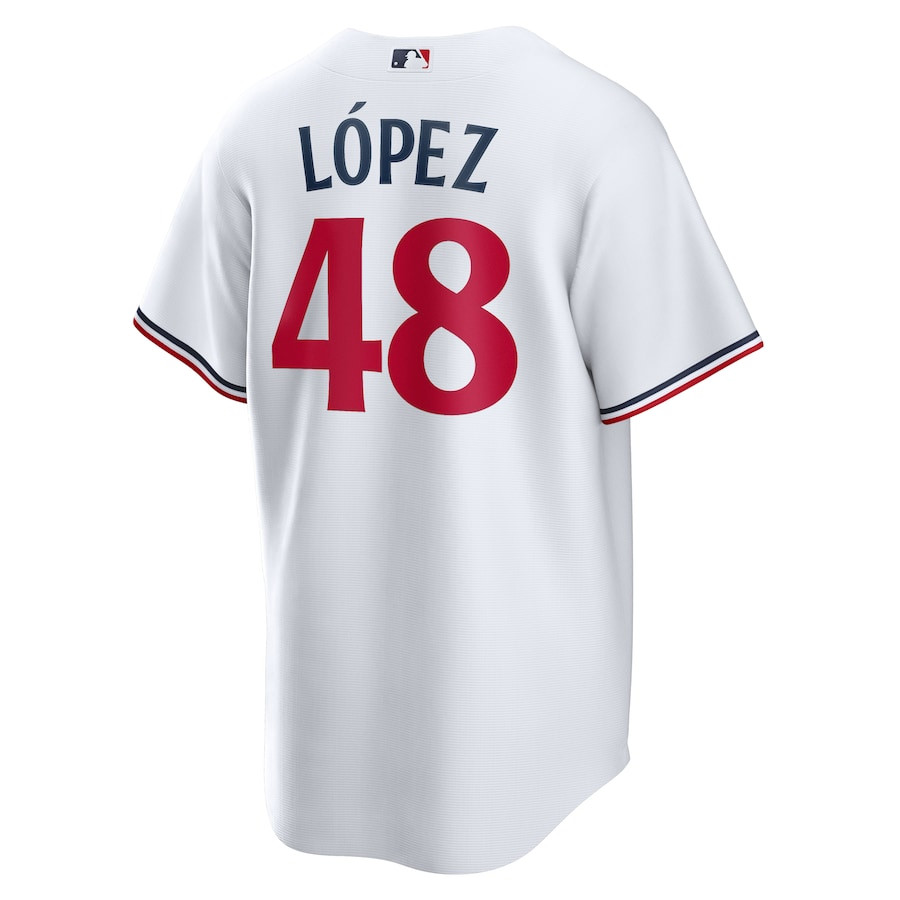 Jorge L?pez 48 Minnesota Twins Team Logo Home White MLB Jersey Men's