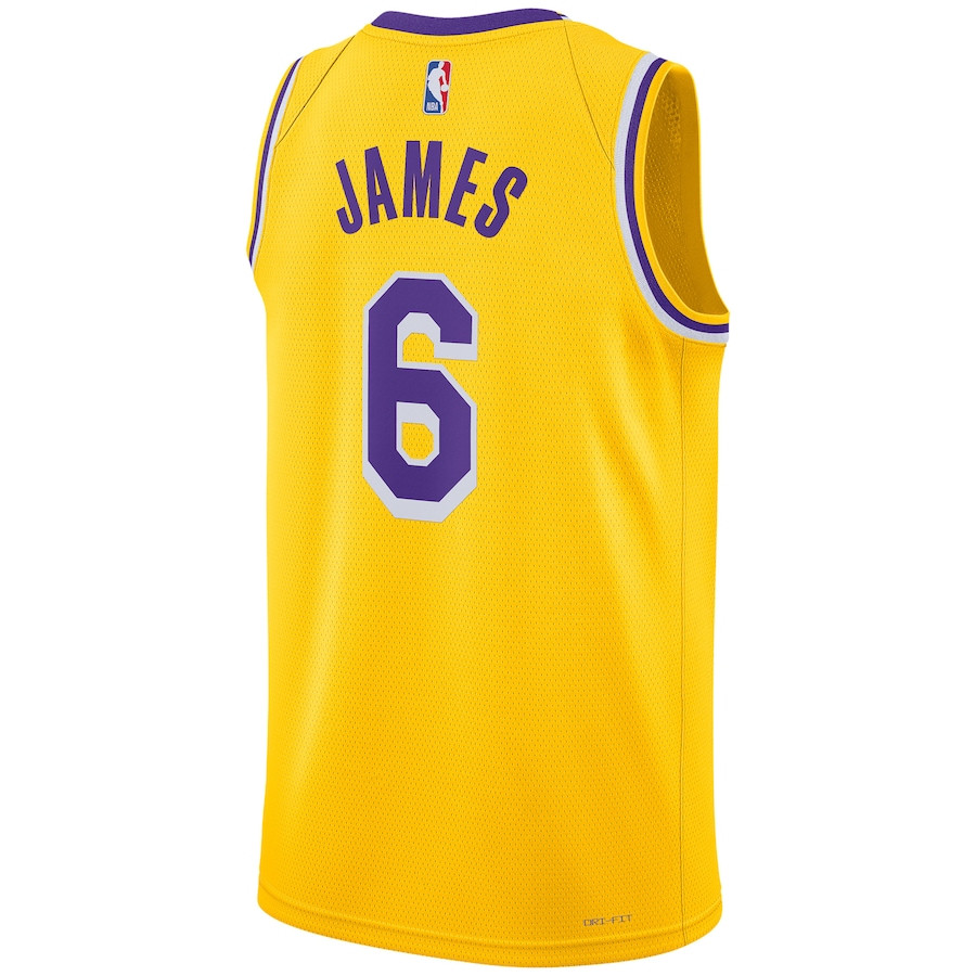 Lebron James 6 Los Angeles Lakers Unisex Swingman Icon Edition Gold NBA Jersey Unisex