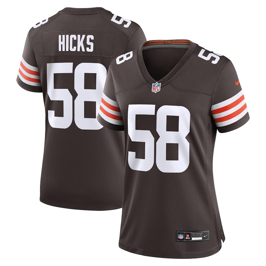 Jordan Hicks 58 Cleveland Browns Game Brown NFL Jersey Women's