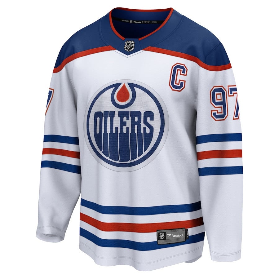 Connor McDavid 97 Edmonton Oilers Away Breakaway White NHL Jersey Men's