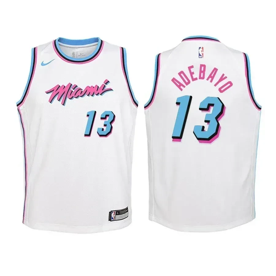 Miami Heat Bam Adebayo 13 City Editio White NBA Jersey Youth