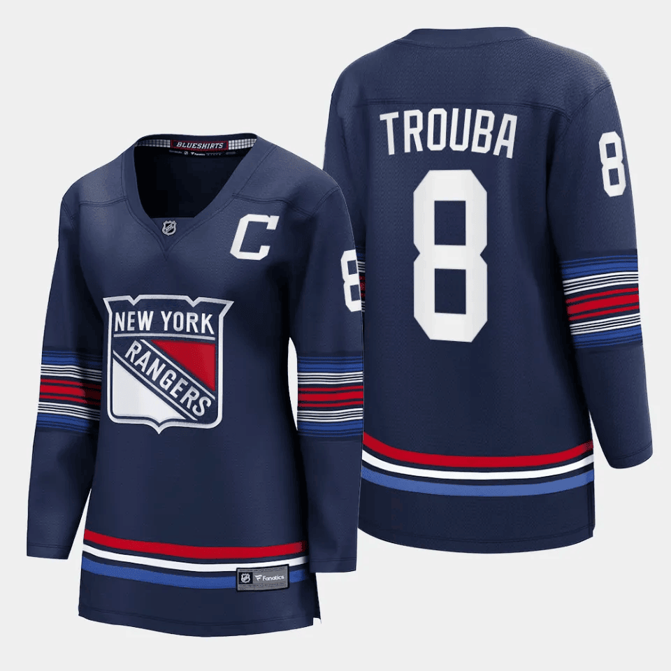 Jacob Trouba 8 New York Rangers Alternate Premier Breakaway Navy NHL Jersey Women's