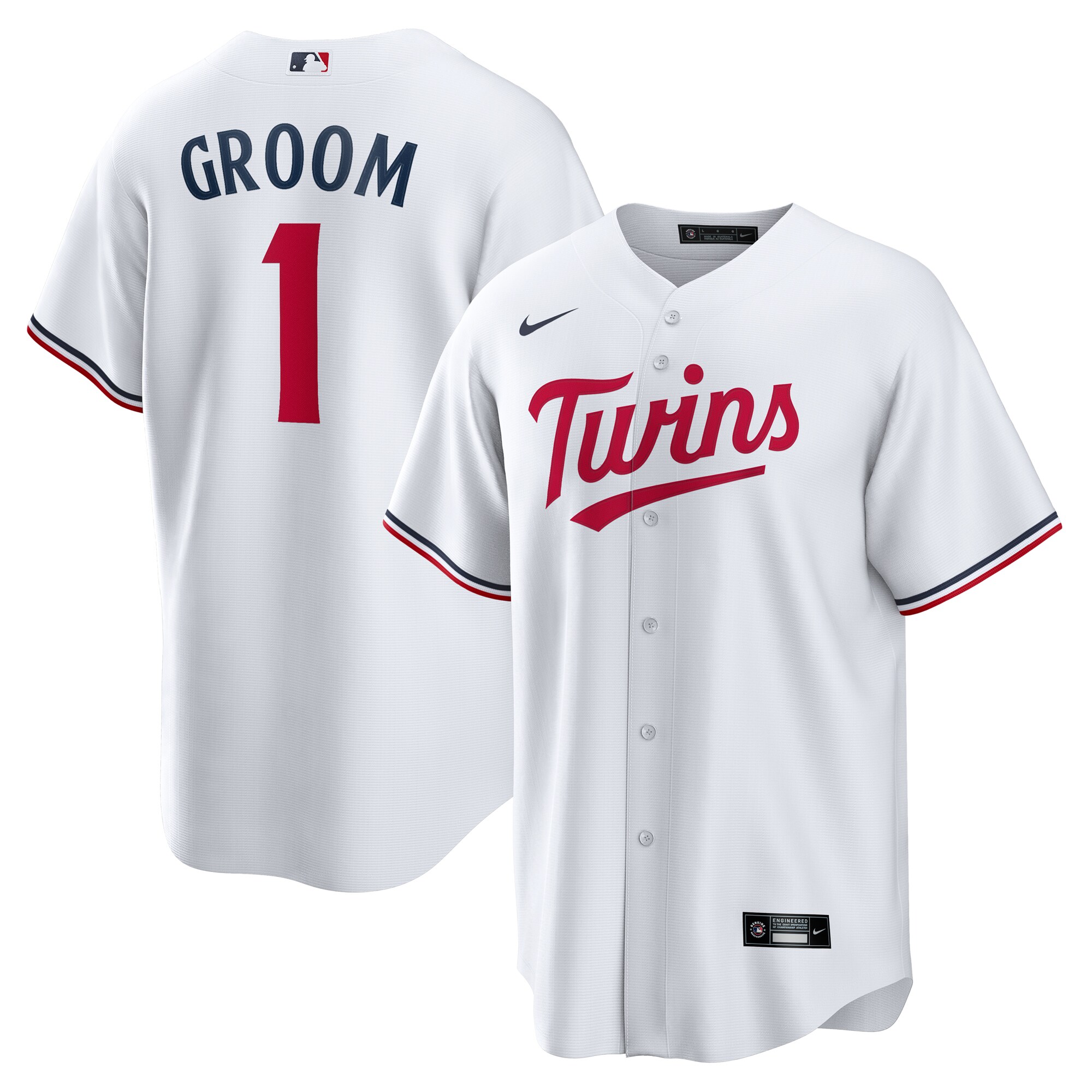 Minnesota Twins White #1 Groom Home MLB Jersey Men's
