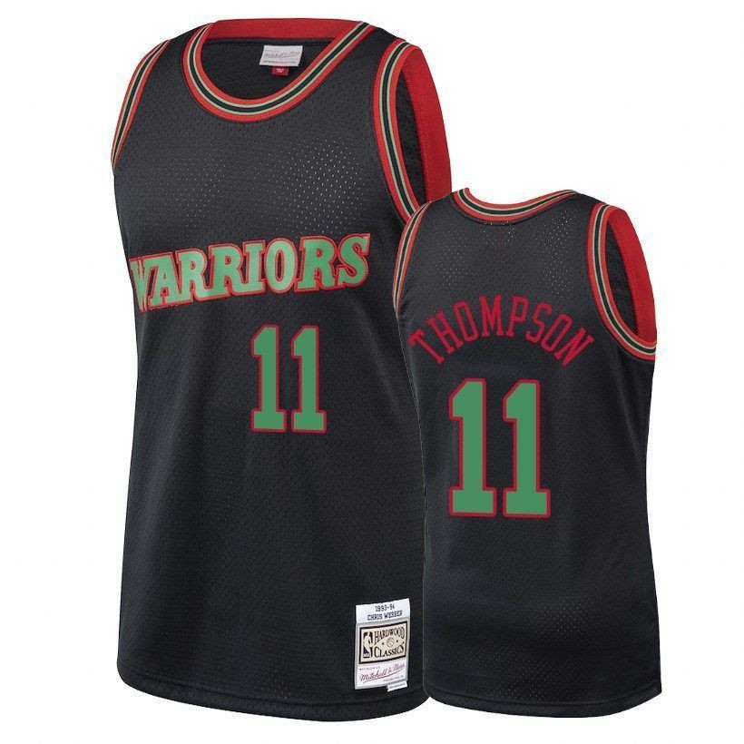 Golden State Warriors Klay Thompson 11 Classics Christmas Black NBA Jersey Men's