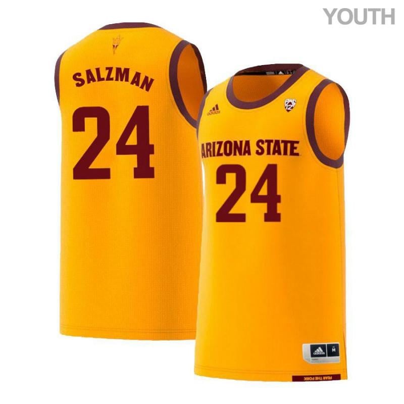 24 Jordan Salzman Yellow Retro Arizona State Sun Devils NCAA Jersey Youth