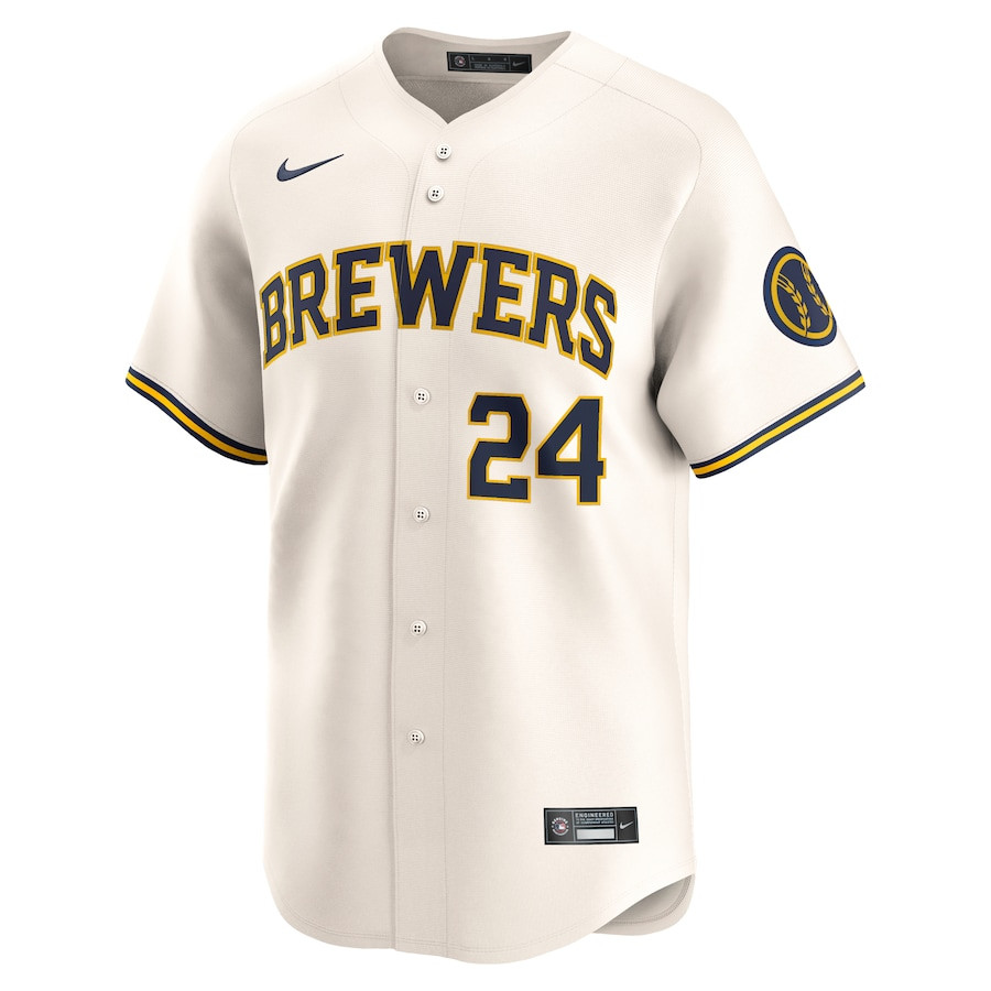 William Contreras 24 Milwaukee Brewers Home Limited Player Cream MLB Jersey Men's