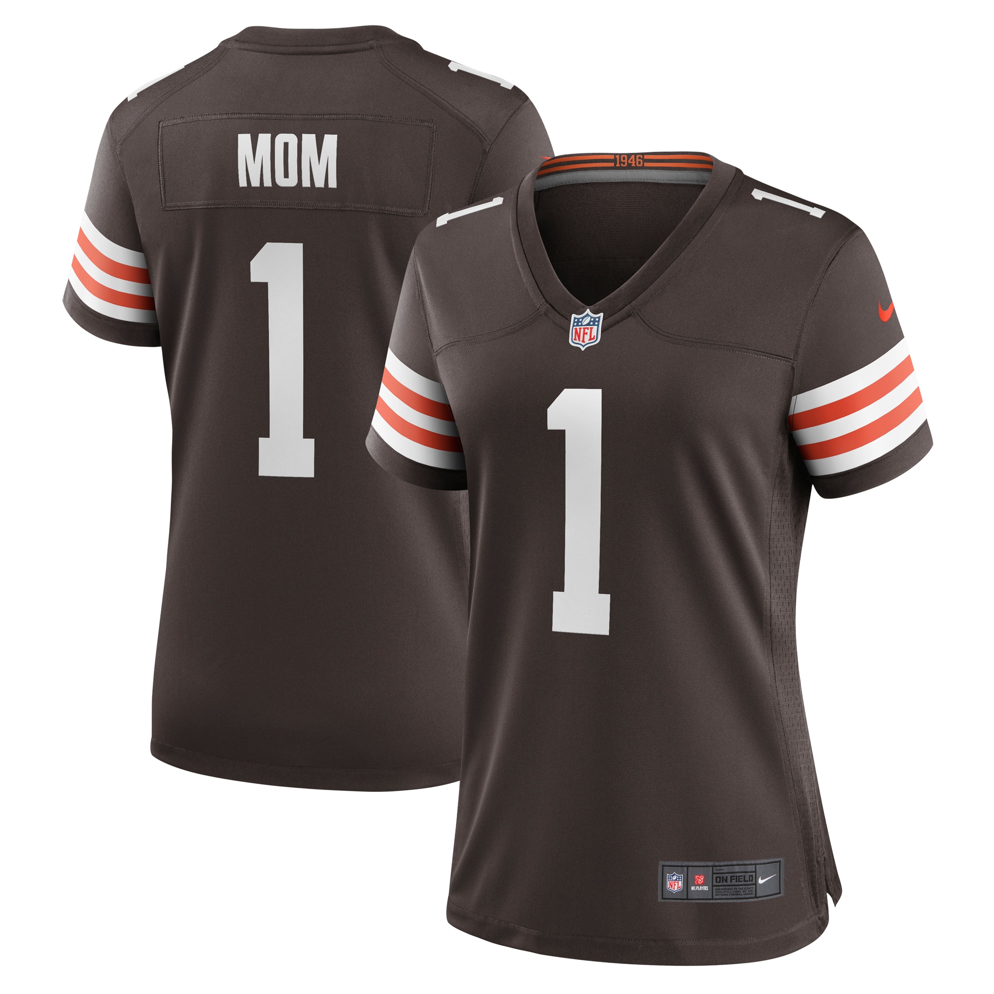 Cleveland Browns Number 1 Mom Brown Game NFL Jersey Women's