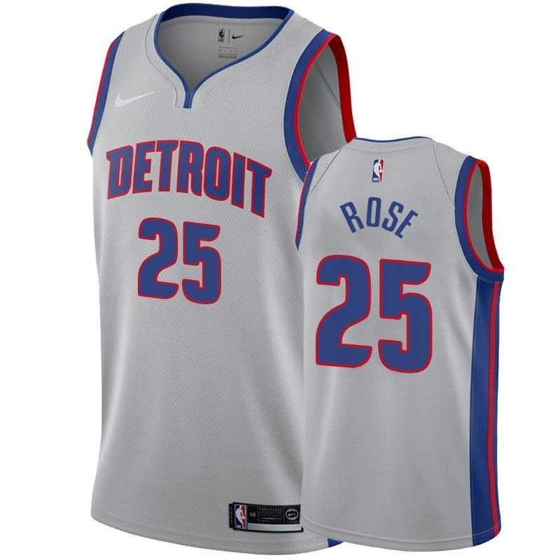 Detroit Pistons Derrick Rose 25 Statet NBA Jersey Men's
