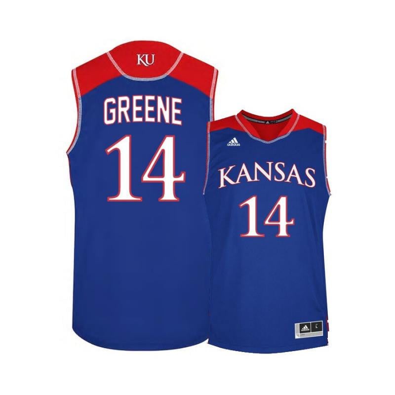 14 Brannen Greene Blue Kansas Jayhawks NCAA Jersey Men's