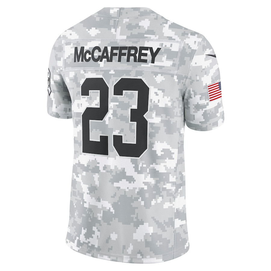 Christian McCaffrey 23 San Francisco 49ers 2024 Salute to Service Limited Arctic Camo NFL Jersey Men's