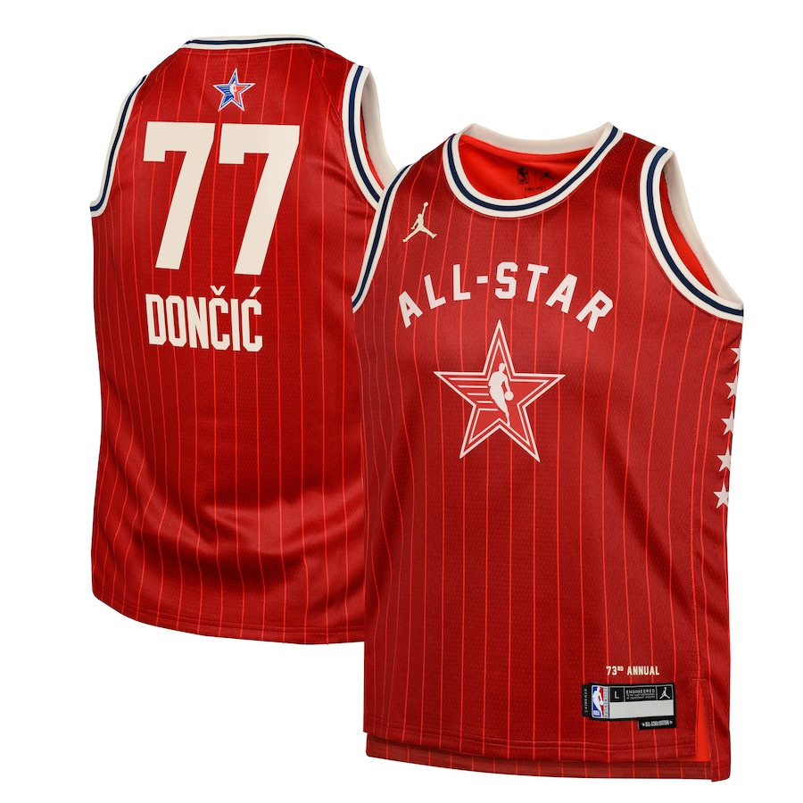 Luka Doncic 77 2024 All Star Game Swingma Crimson NBA Jersey Youth