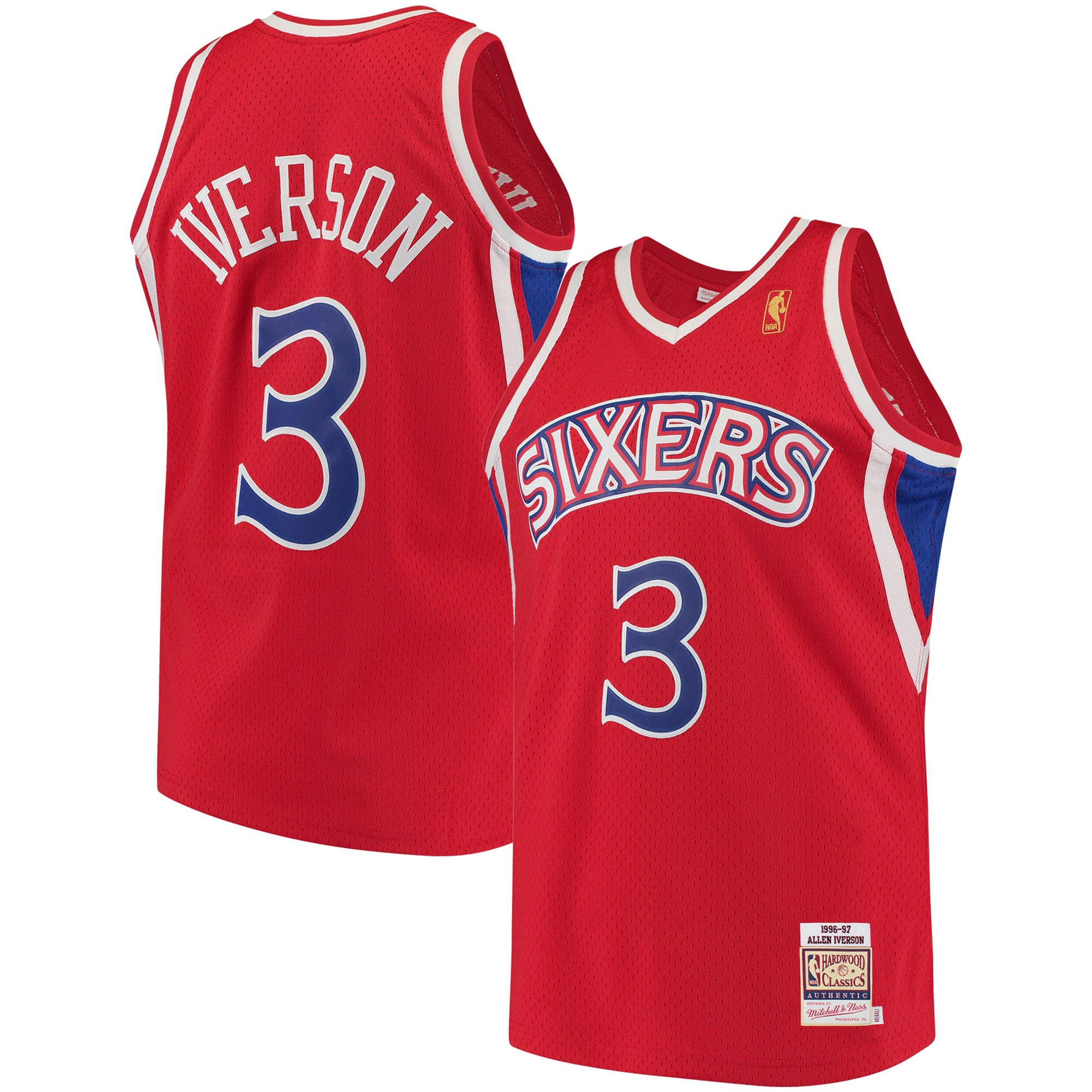 Mitchell Ness Allen Iverson Red Philadelphia 76ers Hardwood Classics NBA Jersey Men's