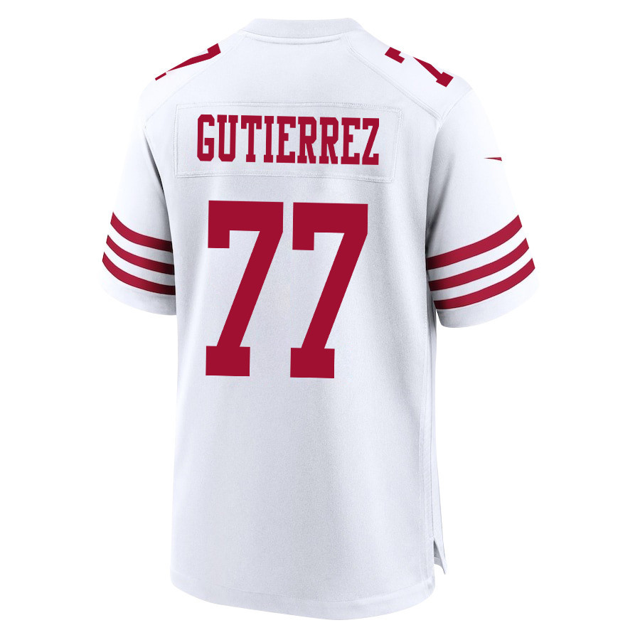 Alfredo Gutierrez 77 San Francisco 49ers Super Bowl LVIII Patch Game White NFL Jersey Men's