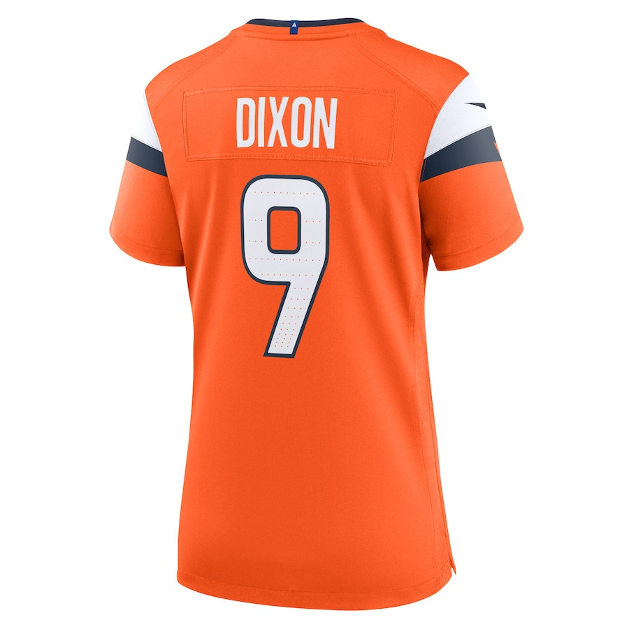 Riley Dixon 9 Denver Broncos Team Game Orange NFL Jersey Women's