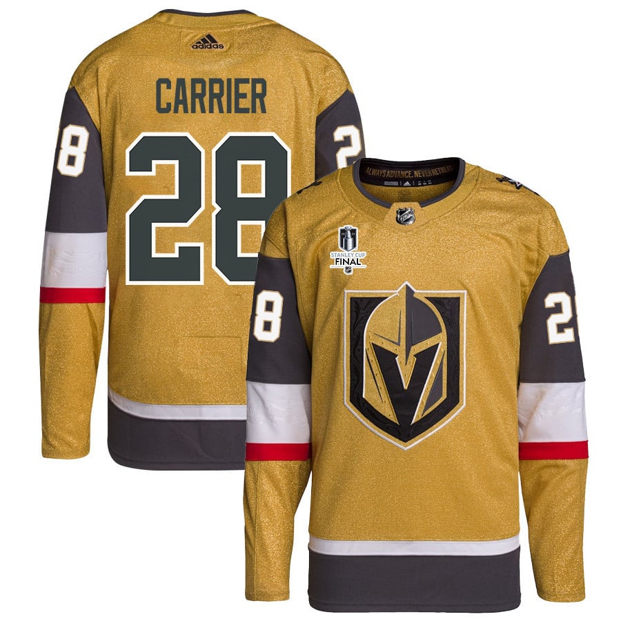 William Carrier 28 Vegas Golden Knights Stanley Cup 2023 Final Patch Home Breakaway Gold NHL Jersey Men's