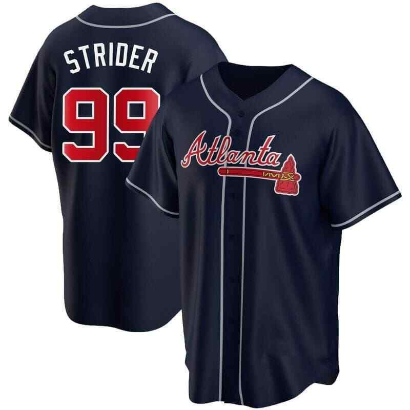 Spencer Strider 99 Atlanta Braves Navy MLB Jersey Men's