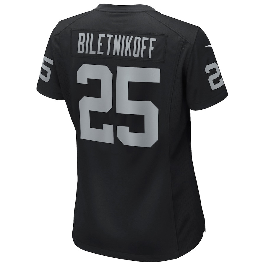 Fred Biletnikoff 25 Las Vegas Raiders Game Retired Black NFL Jersey Women's